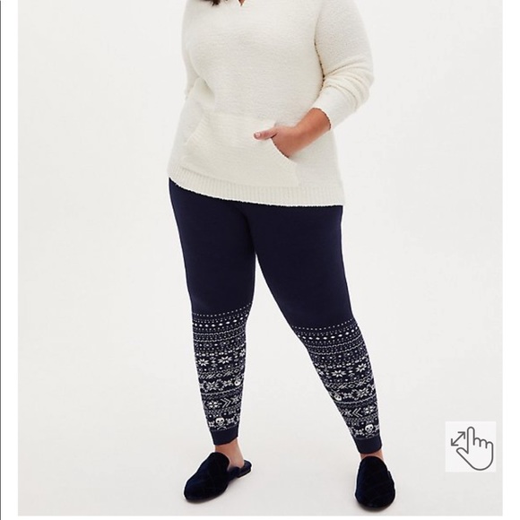 PREMIUM LEGGING - SWEATER KNIT FAIR ISLE SKULL NAVY - Picture 2 of 5